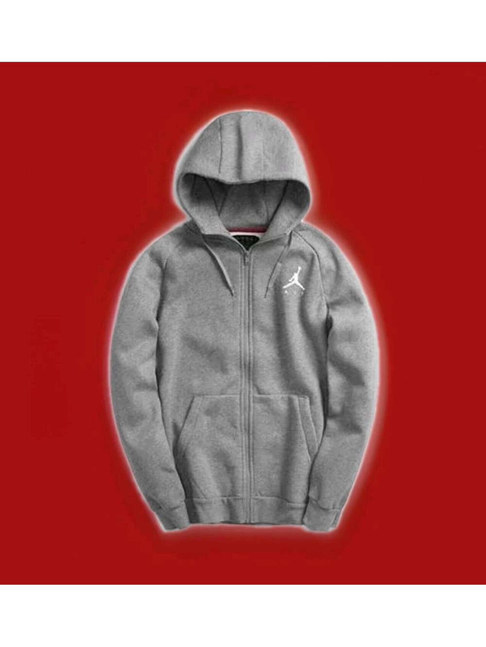 Nike Air Jordan Hoodie Mens XL Gray Jumpman Fleece Full Zip Jacket X-Large